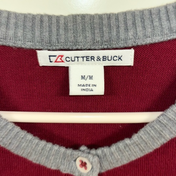 Cutter & Buck red and grey button up cardigan sweater - Picture 3 of 5